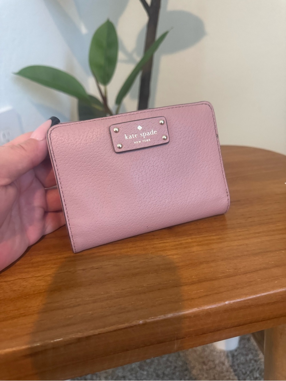 kate spade Light Pink Pebbled Leather Zip Wallet